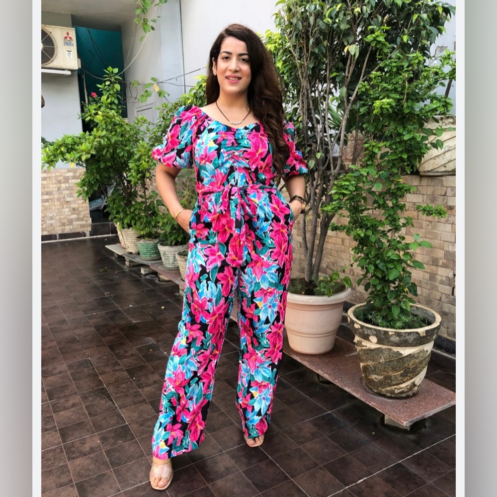 Zara | Colouful Floral Print Jumpsuit Bloggers Favourite - Picture 3 of 9